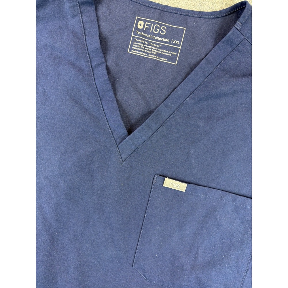 FIGS Catarina Scrub‎ Top Womens XXL Navy Blue V-Neck Single Pocket FW1000